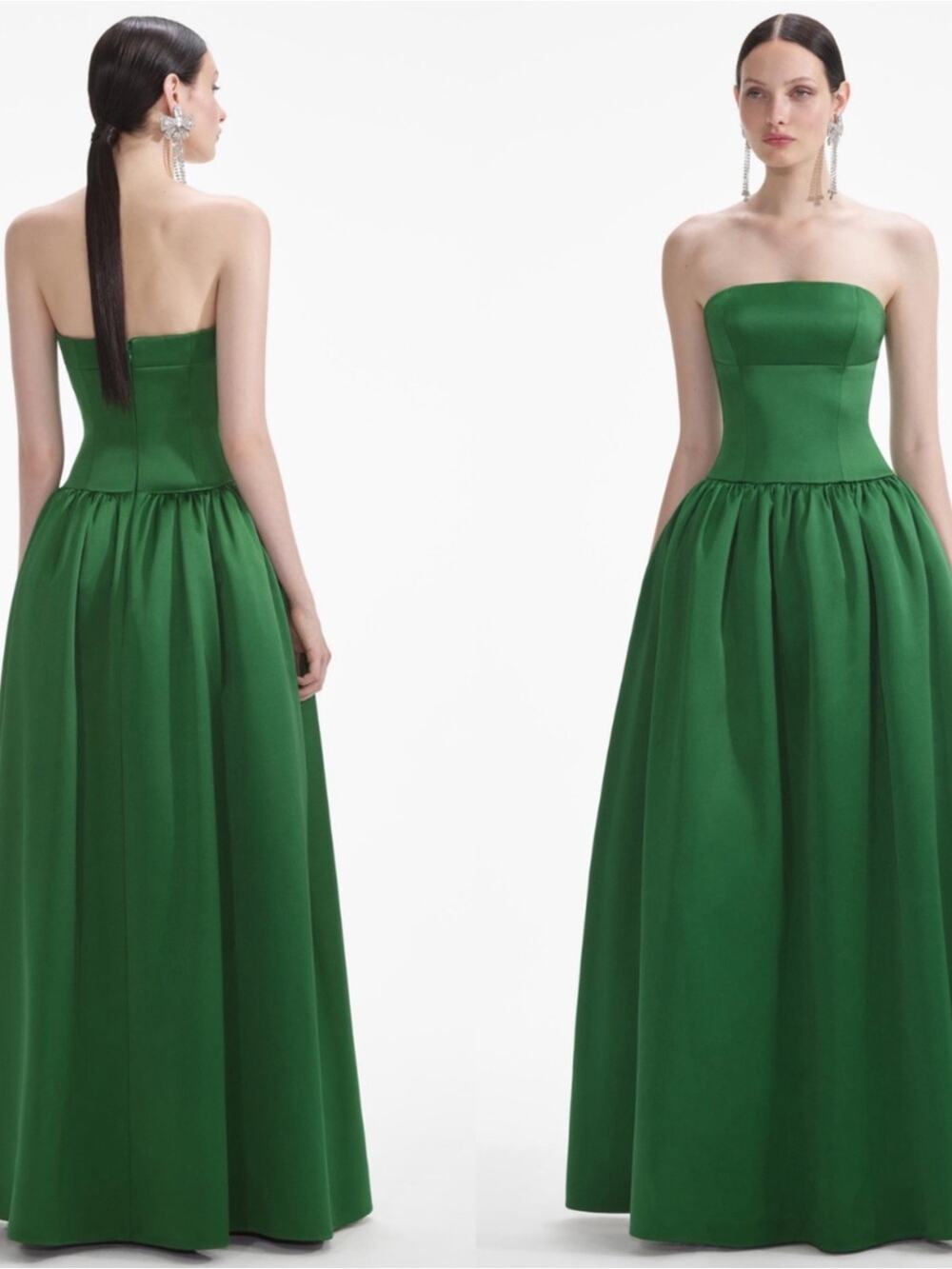 SELF-PORTRAIT Satin Structured Green Maxi Dress Size 6